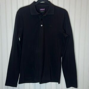 - Longchamp Long Sleeve Black Polo Shirt Size Mens Large**